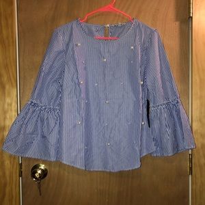 KONTROL Pinstripe Blouse size M NWT